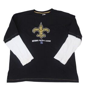 New Orleans Saints NFL Layered Long Sleeve Shirt Men's 3XL Black Gold